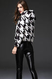 houndstooth print white duck down jacket