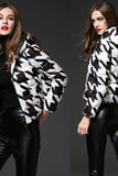 houndstooth print white duck down jacket.