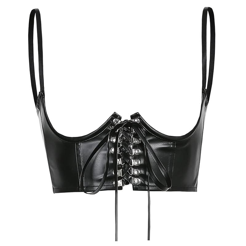 American street style PU leather camisole - Image 5