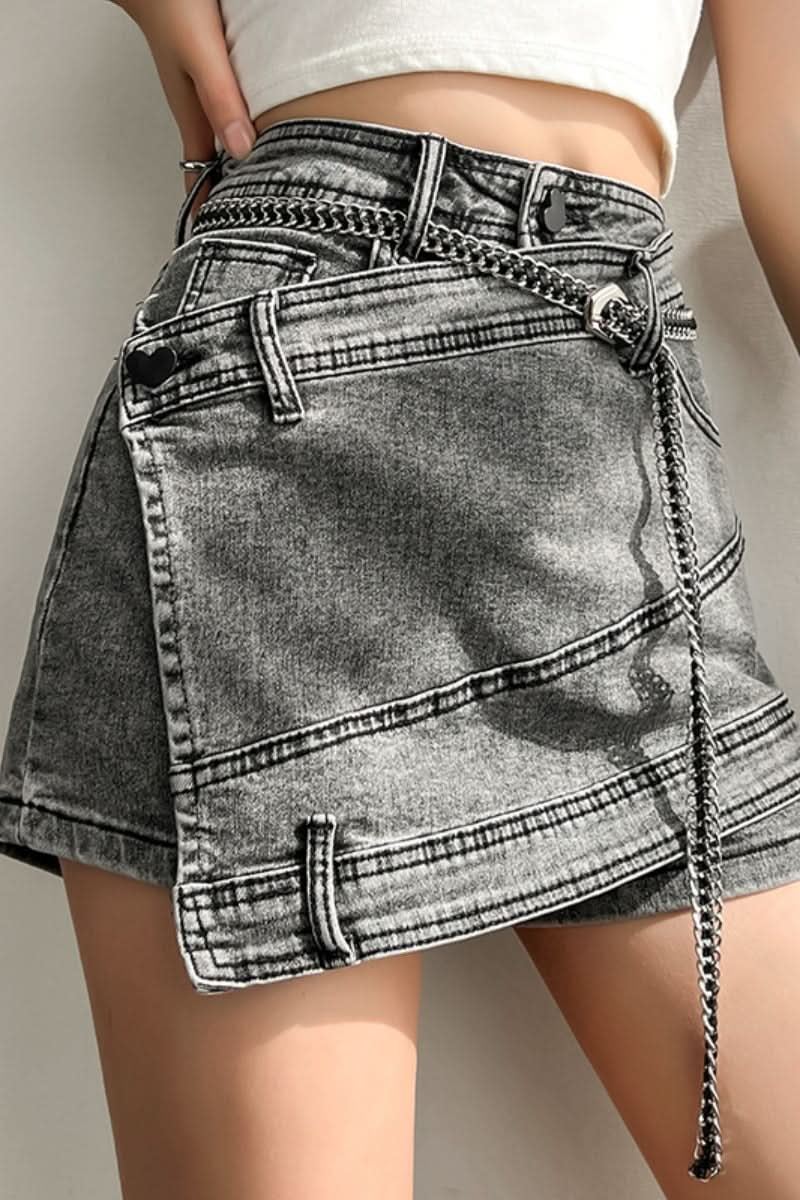 Smokey gray jeans irregular skirt - Image 7