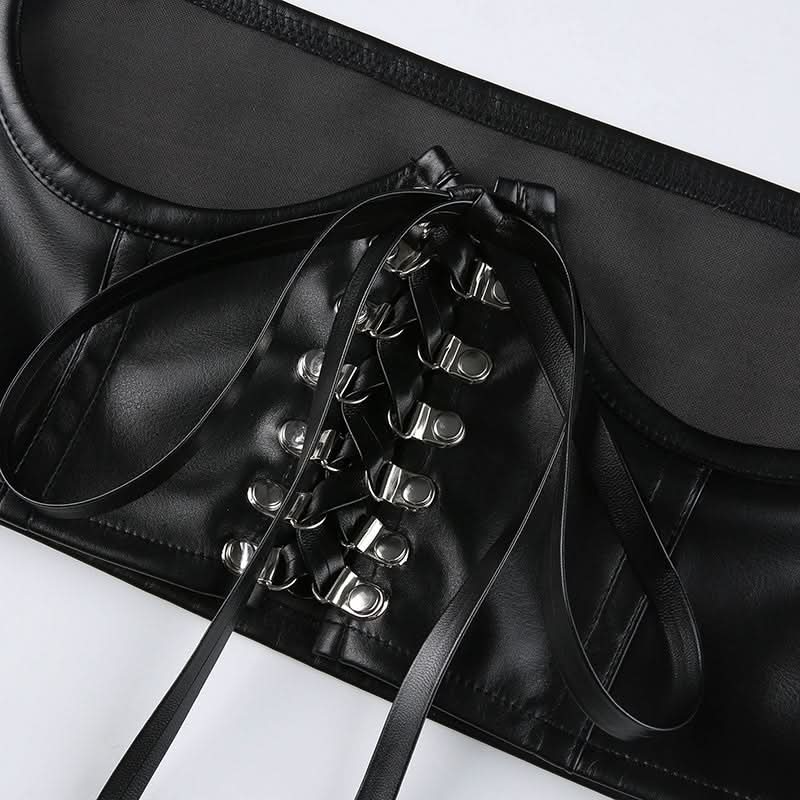 American street style PU leather camisole - Image 4