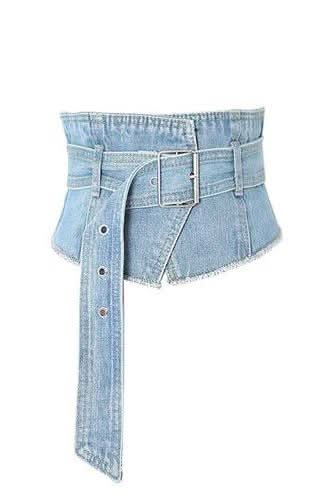 Versatile denim tied belt - Front View