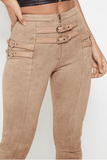 Belt decorated Khaki Pants - The Woman Concept