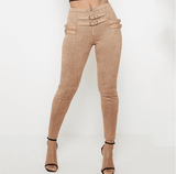 Belt decorated Khaki Pants - The Woman Concept