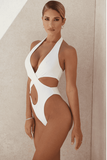 white Hollow Cross One-Piece Swimsuit - The Woman Concept