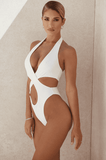 white Hollow Cross One-Piece Swimsuit - The Woman Concept