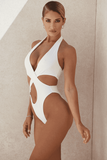 white Hollow Cross One-Piece Swimsuit - The Woman Concept