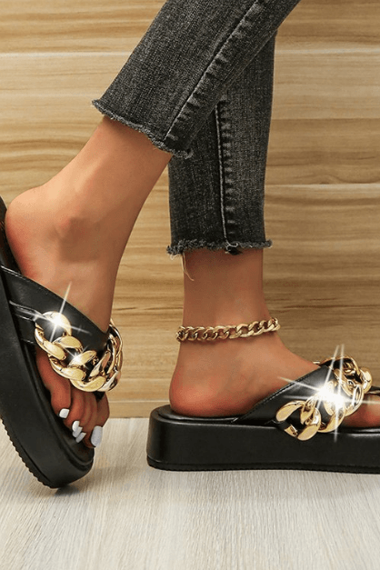 Thick-soled chain sandals - The Woman Concept