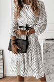 Midi White dress with polka dots.