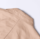 Striped stitching khaki belted waist long trench coat.