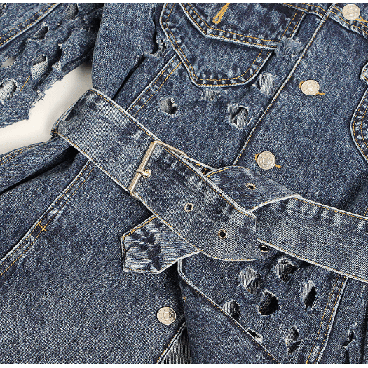 Hole loose lace denim jacket.