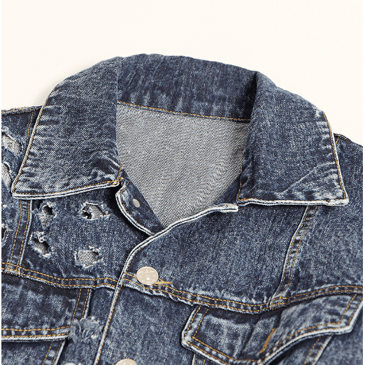 Hole loose lace denim jacket.