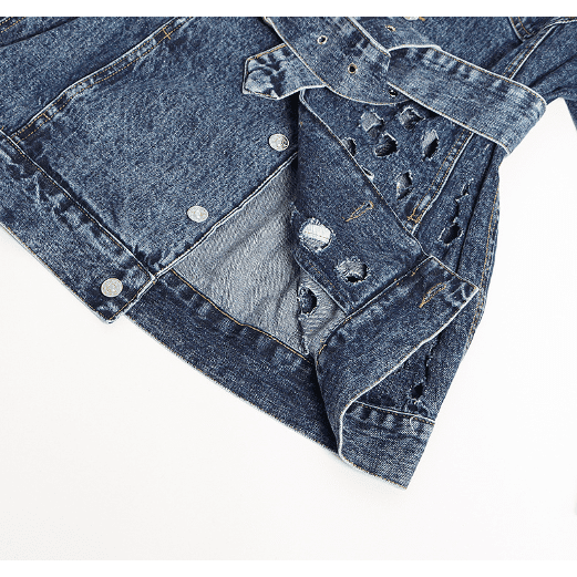 Hole loose lace denim jacket.