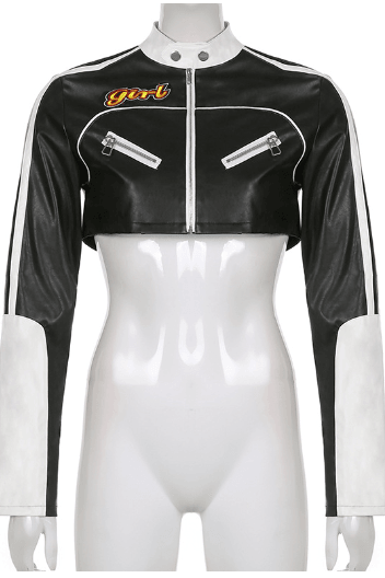 Short motorcycle PU leather jacket - The Woman Concept