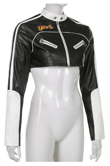 Short motorcycle PU leather jacket - The Woman Concept