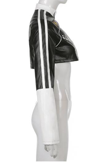 Short motorcycle PU leather jacket - The Woman Concept