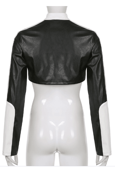 Short motorcycle PU leather jacket - The Woman Concept