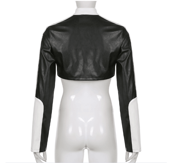 Short motorcycle PU leather jacket - The Woman Concept