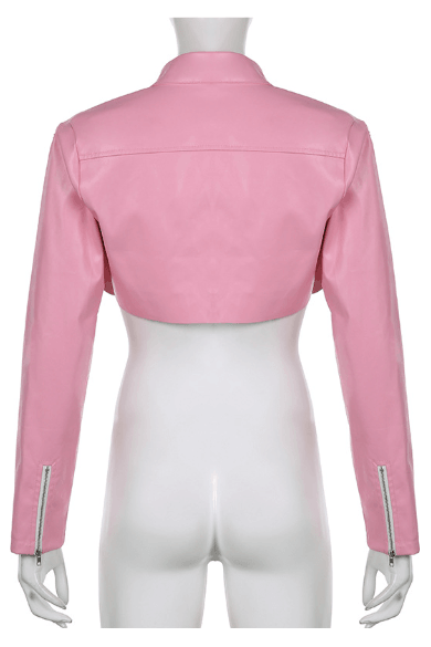 Pink PU leather motorcycle jacket - The Woman Concept