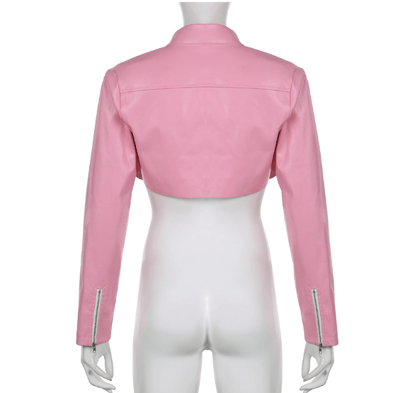 Pink PU leather motorcycle jacket - The Woman Concept