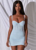 Mesh pleats backless suspenders dress - The Woman Concept
