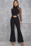 French elegant casual hollowed-out skinny long wide-leg jumpsuit