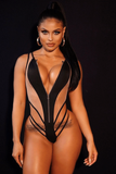 American mesh see-through tight hip bodysuit - The Woman Concept