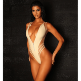 American mesh see-through tight hip bodysuit - The Woman Concept