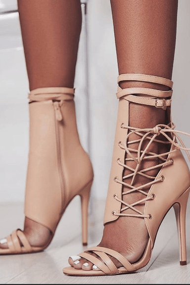 high-heel strap belt buckle sandals - The Woman Concept