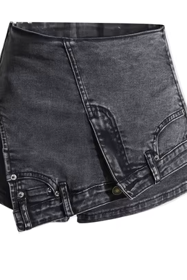 Denim stitching irregular washed old skirt - Detail