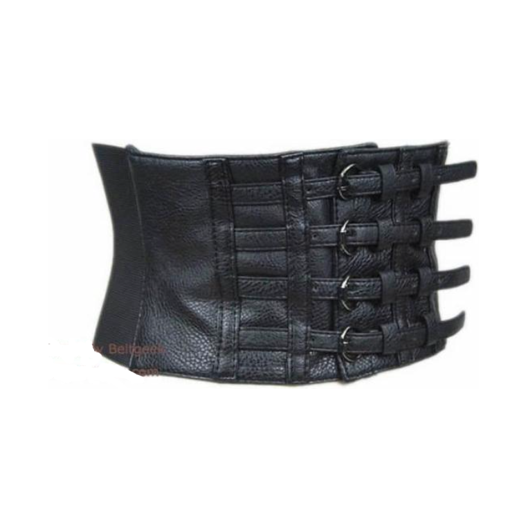 American four-breasted lychee pattern thick PU leather Belt - view 3