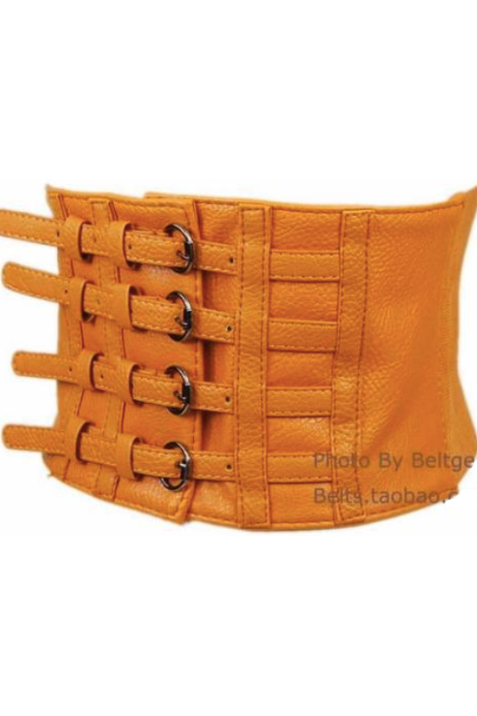 American four-breasted lychee pattern thick PU leather Belt - view 4