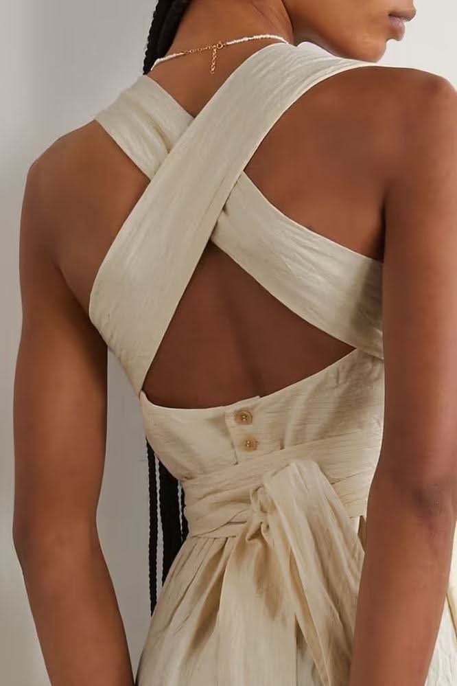 Summer cross wide loop wrap dress - Side View