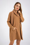 Long Sleeve Dress Knitted Sweater and Scarf - The Woman Concept