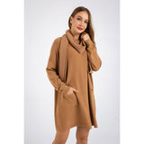 Long Sleeve Dress Knitted Sweater and Scarf - The Woman Concept