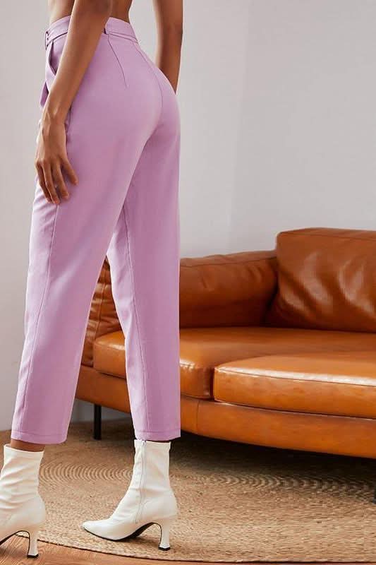 Pleated Belt and Buckle Tailored Pants.