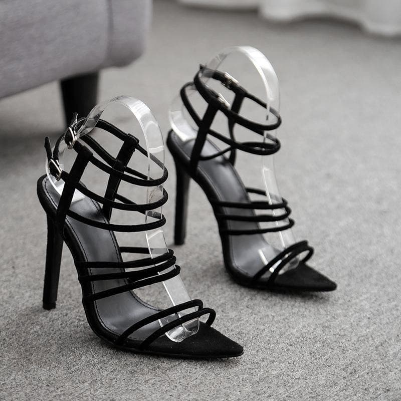 Stiletto High Heel Elegant Sandal Black.