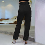 Notched Waist Belted Fold Pleat Pants.