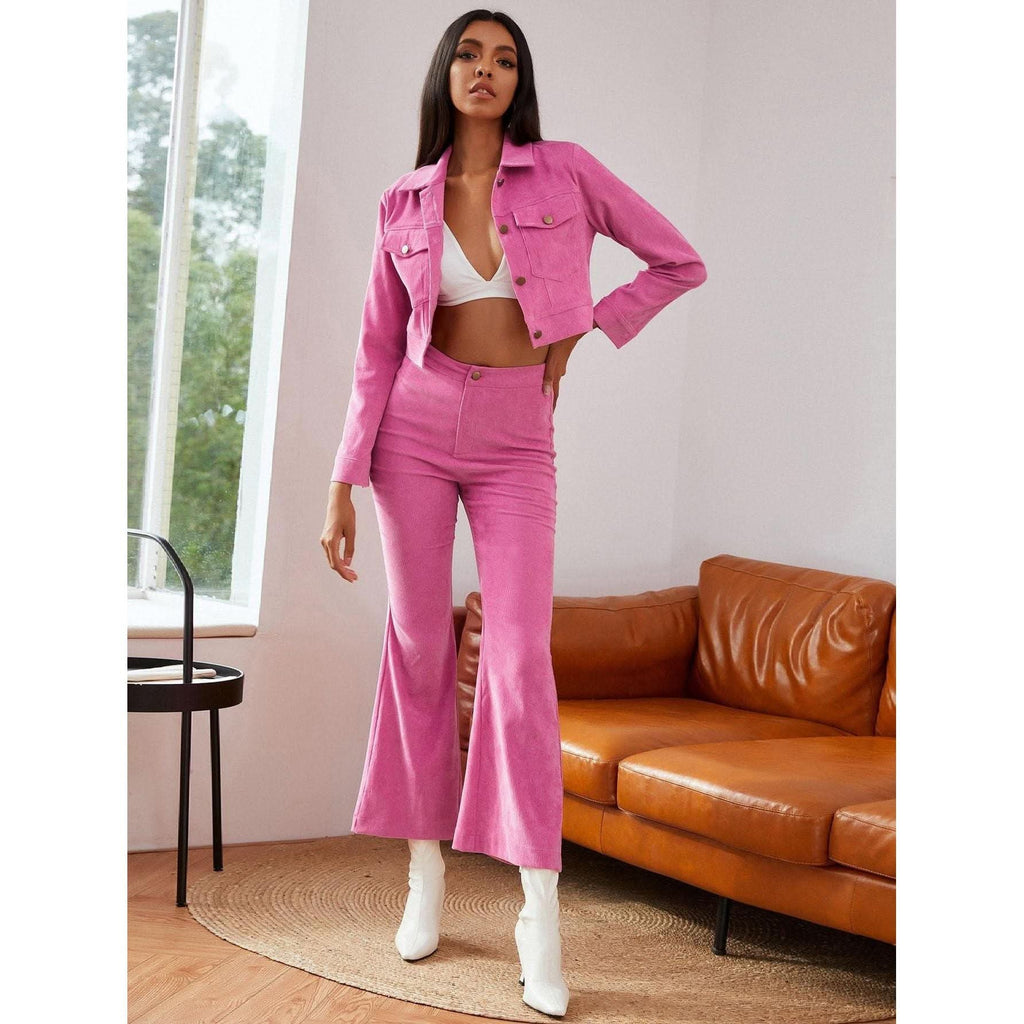 High Waist Flare Leg Pants.