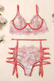 3 piece lingerie set with garter.