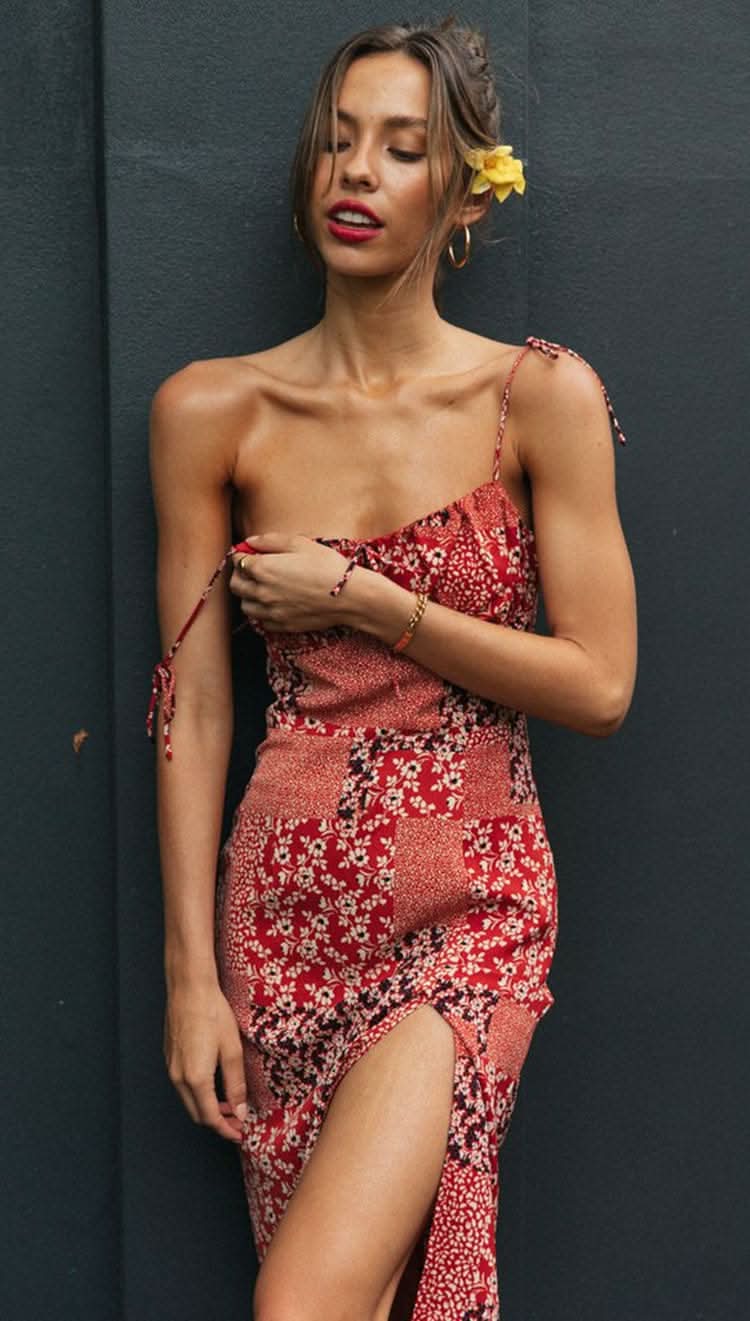 Patchwork tie dress - Image 5