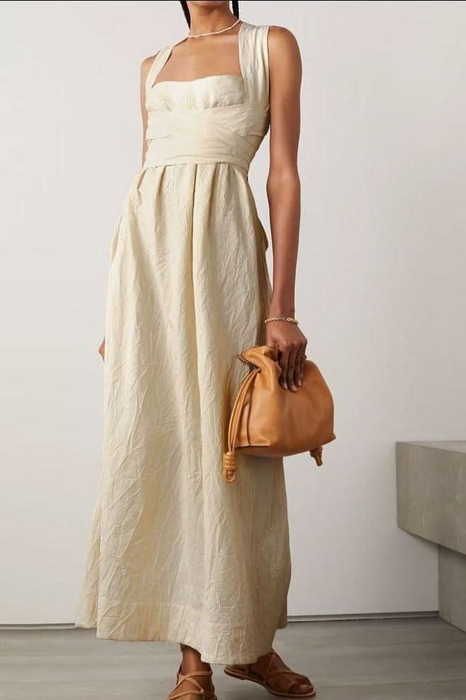 Summer cross wide loop wrap dress - Front View