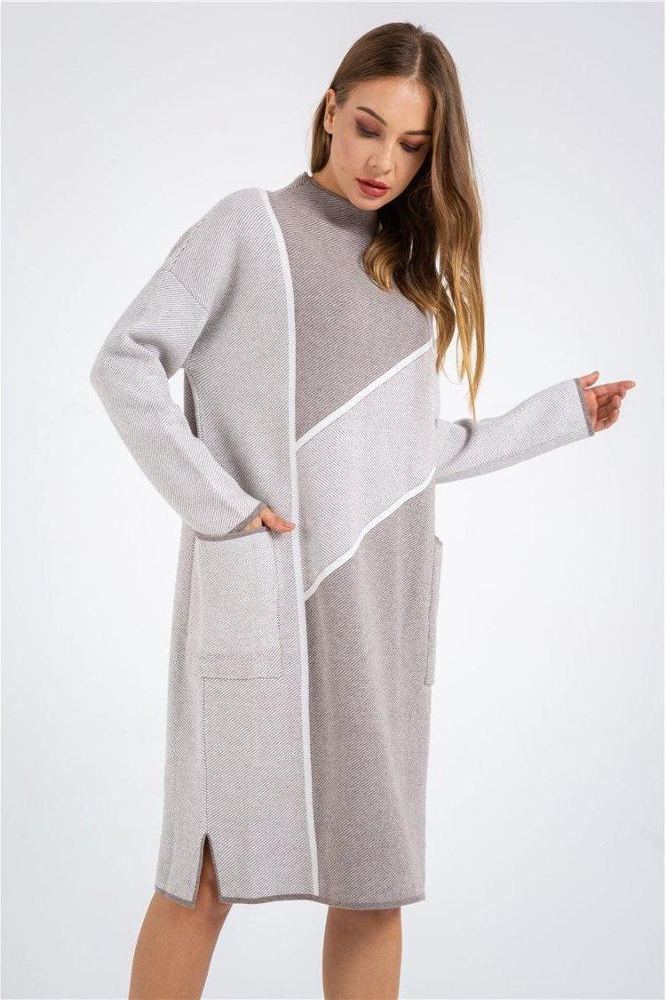 Winter Thick Big Plaid Knitted Pullover Dress - The Woman Concept