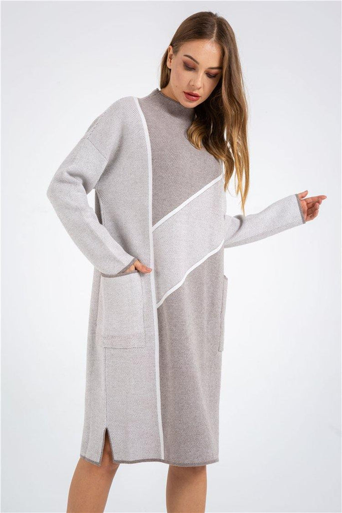 Winter Thick Big Plaid Knitted Pullover Dress - The Woman Concept