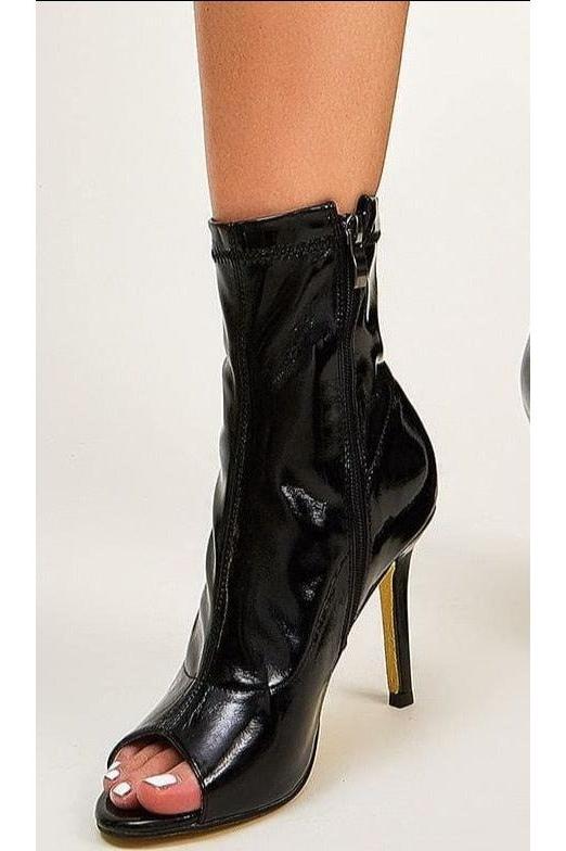 PU Leather Peep-Toe Zippers boots.