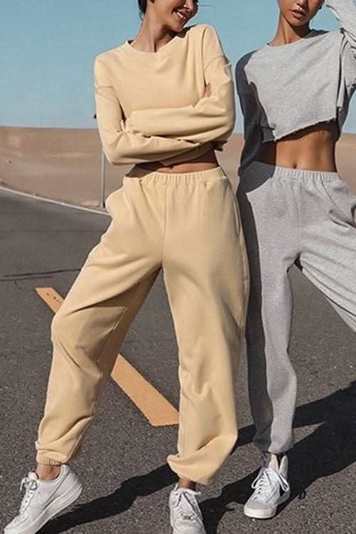 Loose two piece hoodie set.