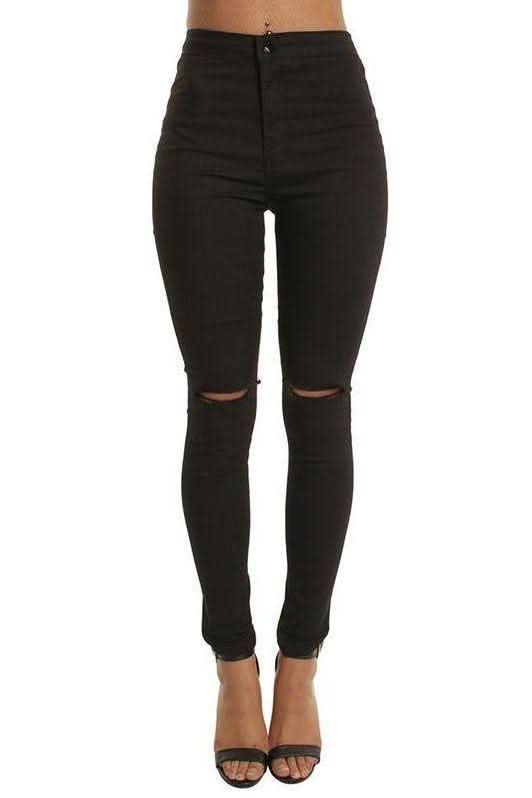 Thin Knee Holes And Feet Casual Pants - The Woman Concept