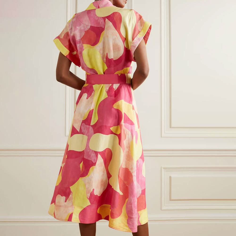 Floral Print Short Sleeve Bohemian dress - Side View