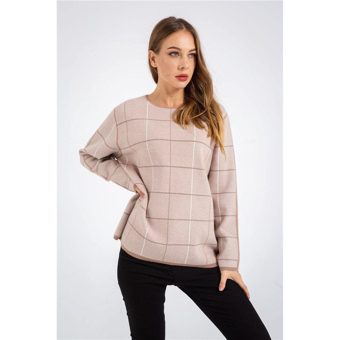 Knitting Check Plaid Sweater - The Woman Concept
