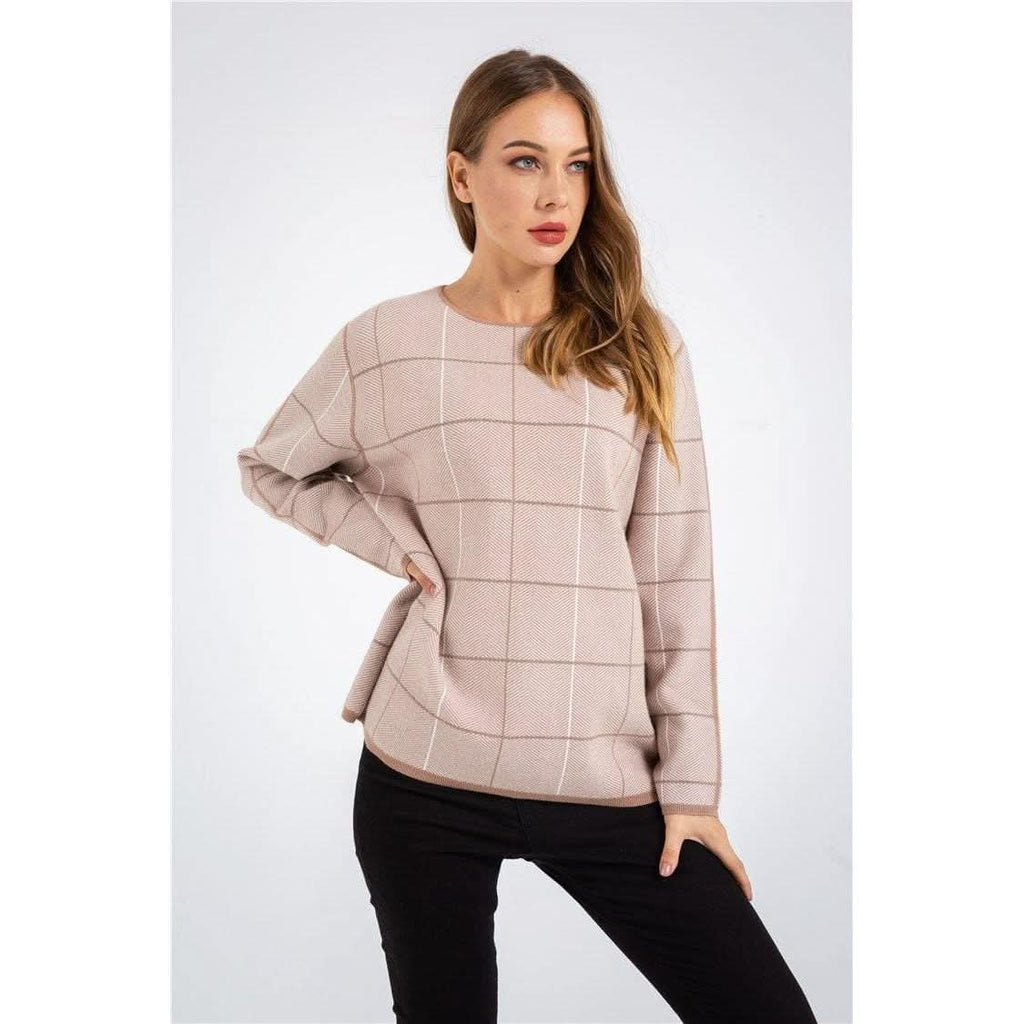 Knitting Check Plaid Sweater - The Woman Concept